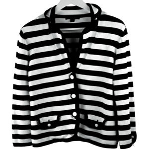 Banana Republic Women’s Size 2 Navy & White Striped Sweater Blazer